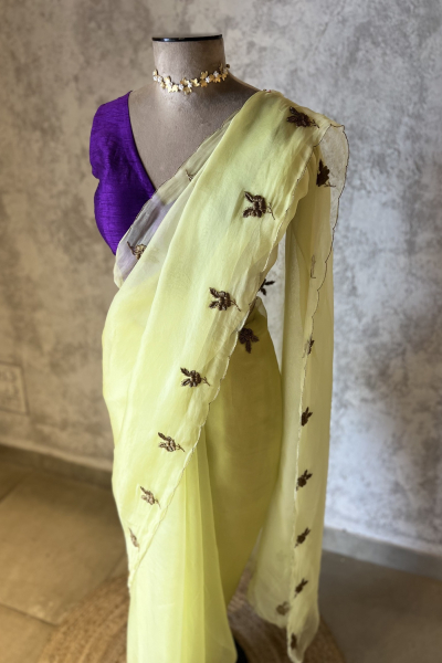 ROSEIN LIME SILK ORGANZA SAREE