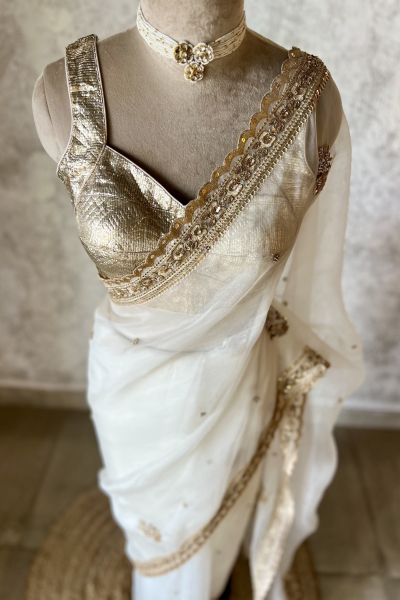 MASTANI IVORY SILK ORGANZA SAREE