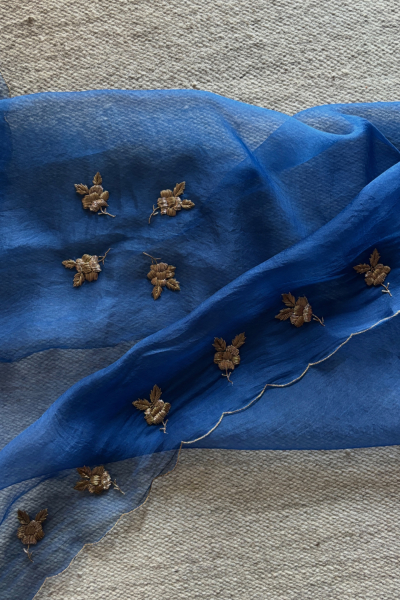 BLUE ROSEIN SILK ORGANZA DUPATTA