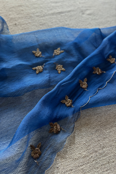 BLUE ROSEIN SILK ORGANZA DUPATTA