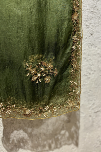 MEENAKSHI OLIVE GREEN DUPATTA