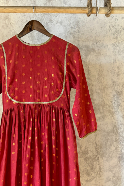 KIARA RED CHANDERI DRESS