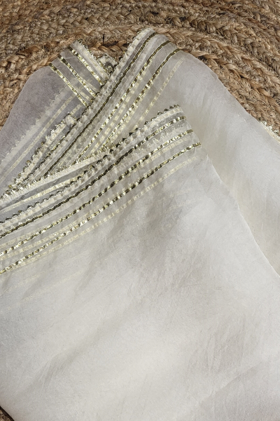 TILFI IVORY SILK ORGANZA SAREE