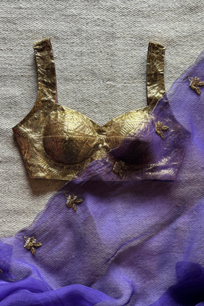 ROSEIN PURPLE SILK ORGANZA SAREE