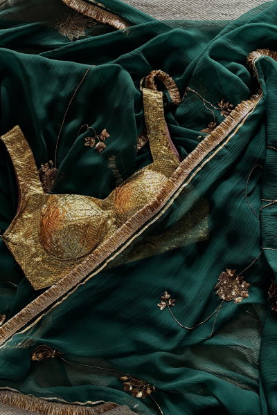 SIANA GREEN CHIFFON SAREE