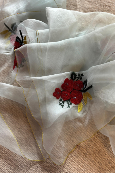POWDER BLUE KESAR ORGANZA DUPATTA
