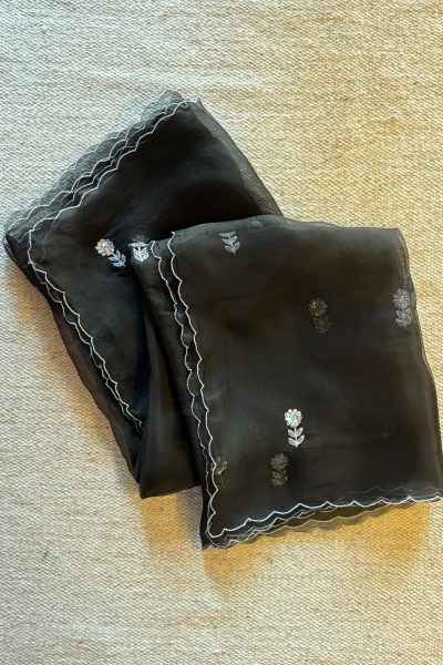 IRIS BLACK ORGANZA DUPATTA