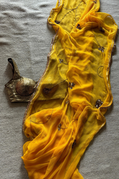 SIANA YELLOW CHIFFON SAREE