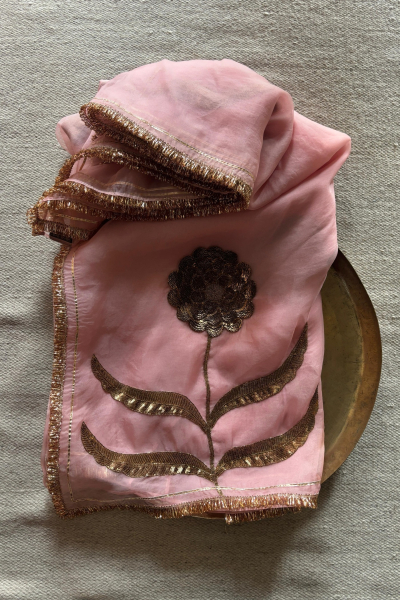 LAURET PINK SILK ORGANZA SAREE