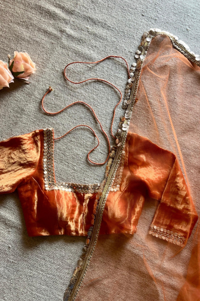 SEESH RUST SILK BLOUSE 