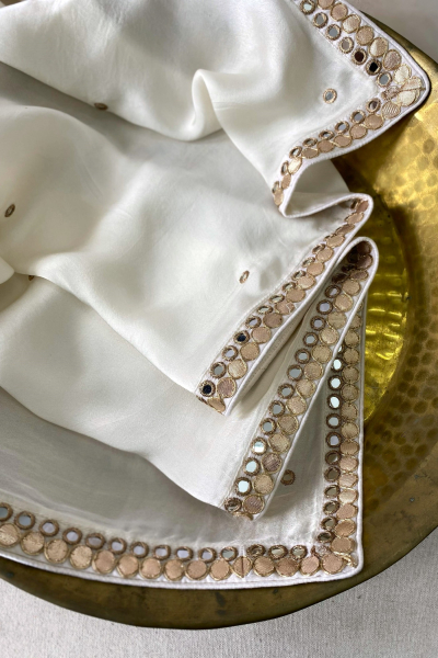 RIVERA IVORY SATIN DUPATTA