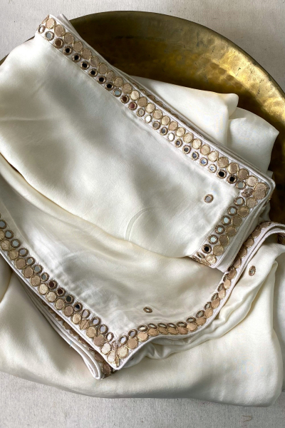 RIVERA IVORY SATIN DUPATTA