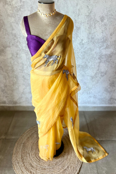 YELLOW BALCAO SILK ORGANZA SAREE