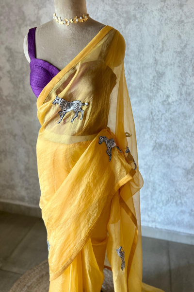 YELLOW BALCAO SILK ORGANZA SAREE