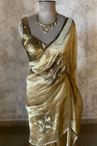 PARO GOLD SILK TISSUE SAREE