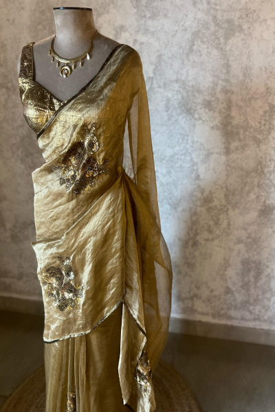 PARO GOLD SILK TISSUE SAREE
