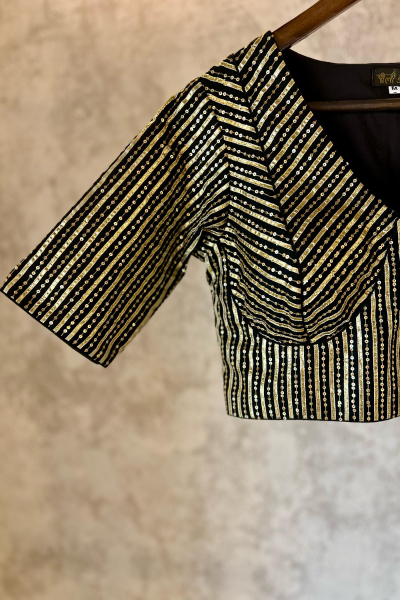 TILFI BLACK GOTA BLOUSE