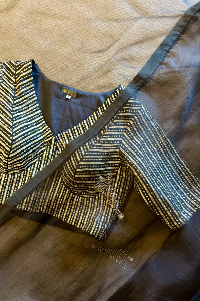TILFI BLACK GOTA BLOUSE