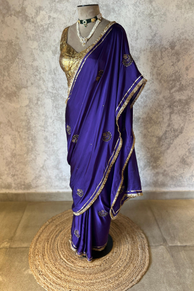 ELOISE PURPLE SILK SATIN SAREE