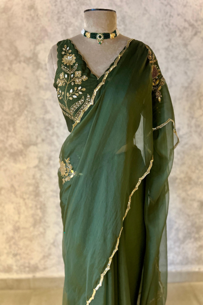 MEADOW GREEN ORGANZA SAREE