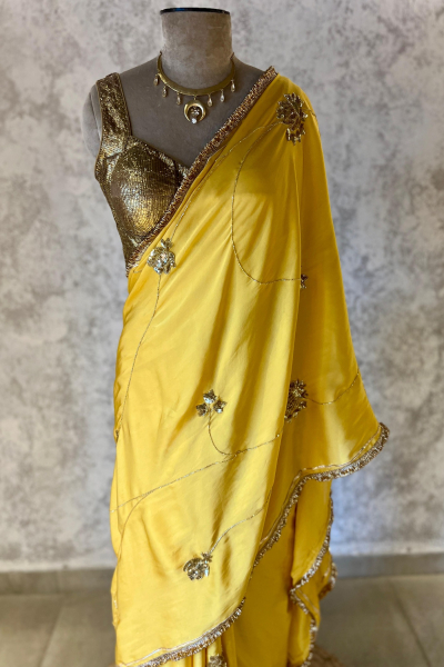  YELLOW SIANA SATIN SAREE