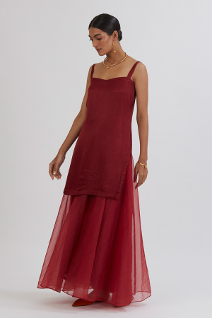 MAROON ARADHANA SHARARA KURTA SET