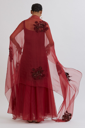 MAROON ARADHANA SHARARA KURTA SET