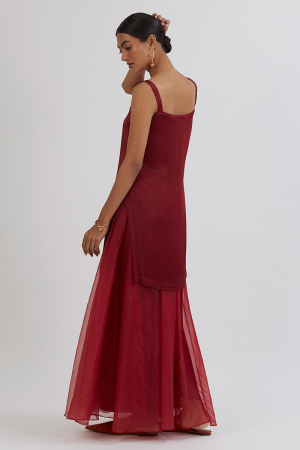 MAROON ARADHANA SHARARA KURTA SET
