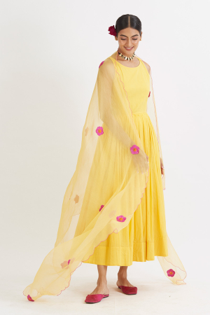 YELLOW GUL ANARKALI SET
