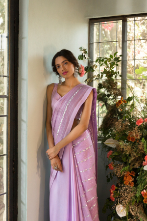 LAVENDER CHANDERI SAREE