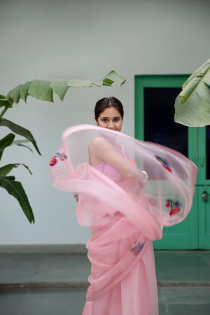 Pink Organza Saree Pink Organza Saree