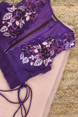 PURPLE SAHINA BLOUSE WITH BLUSH PINK SAREE