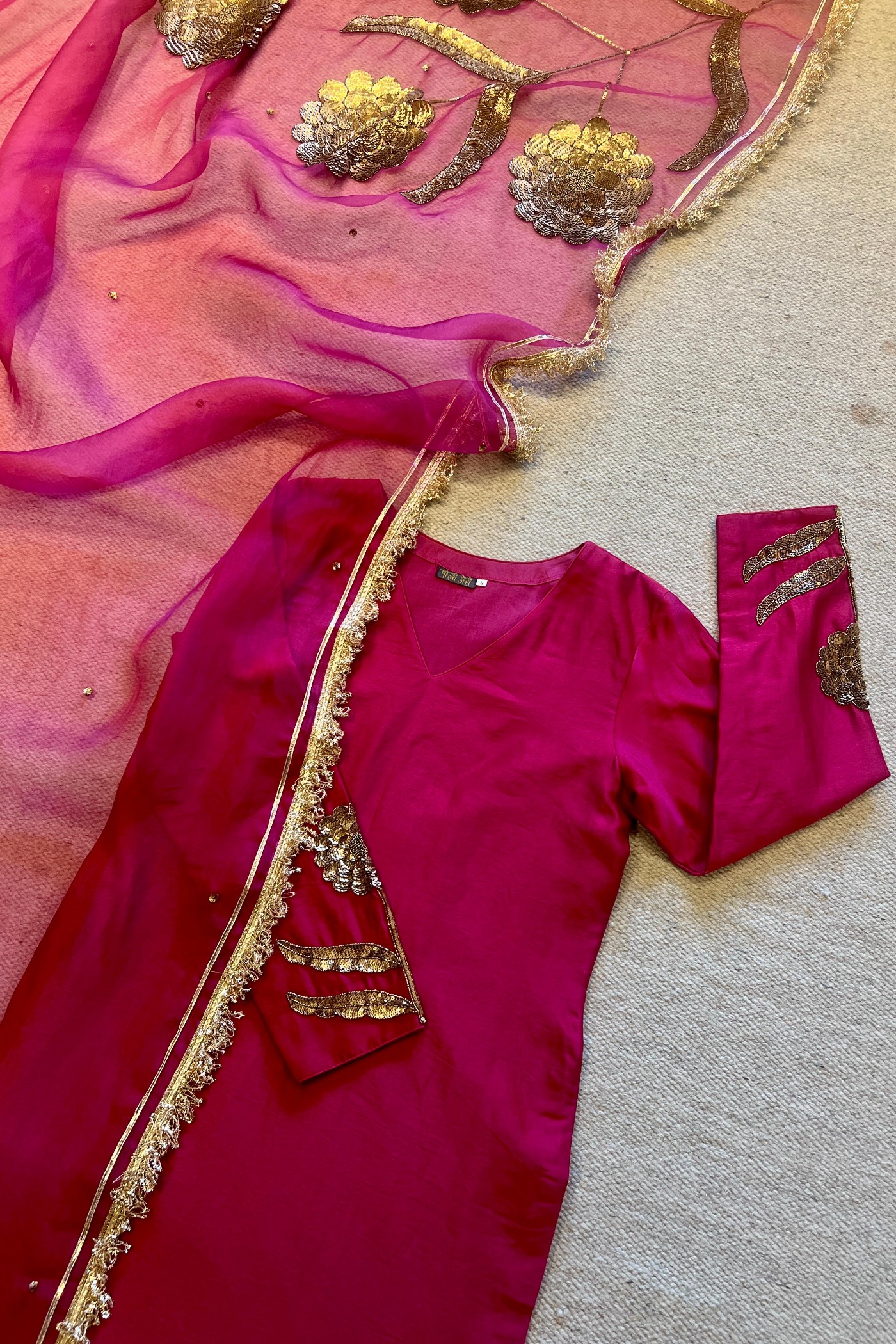 Lauret Pink Kurta Set | Peeli Dori