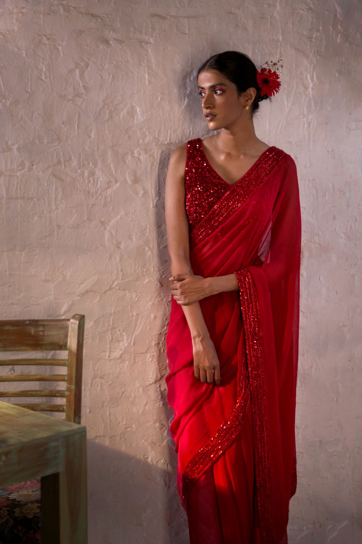 RED ANAMIKA SAREE