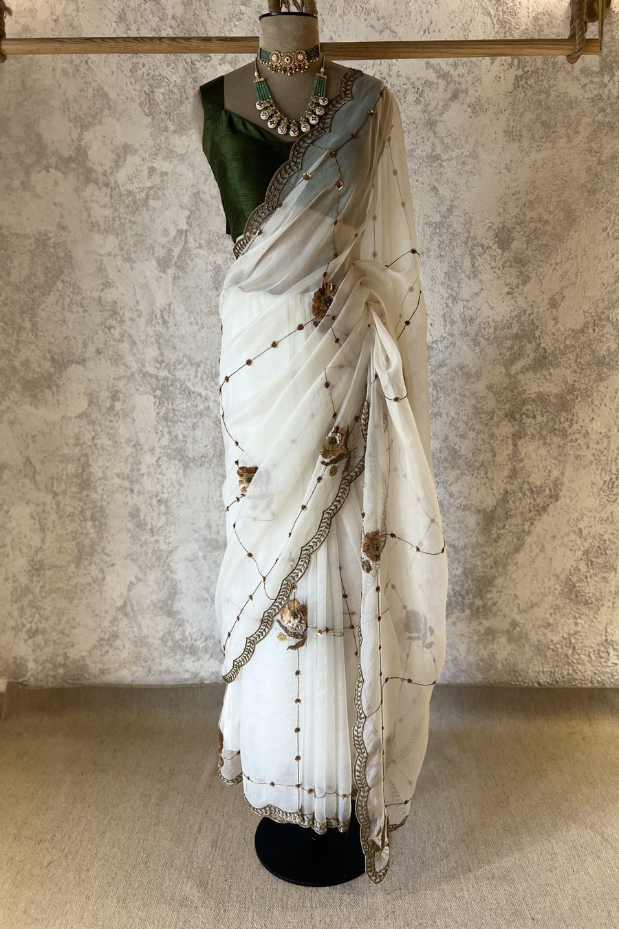 GULBAHAR IVORY ORGANZA SAREE