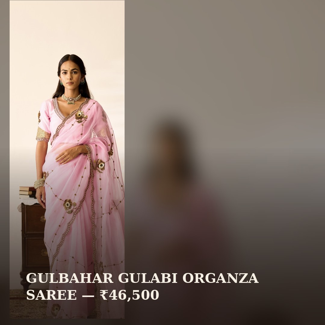 GULBAHAR GULABI ORGANZA SAREE
