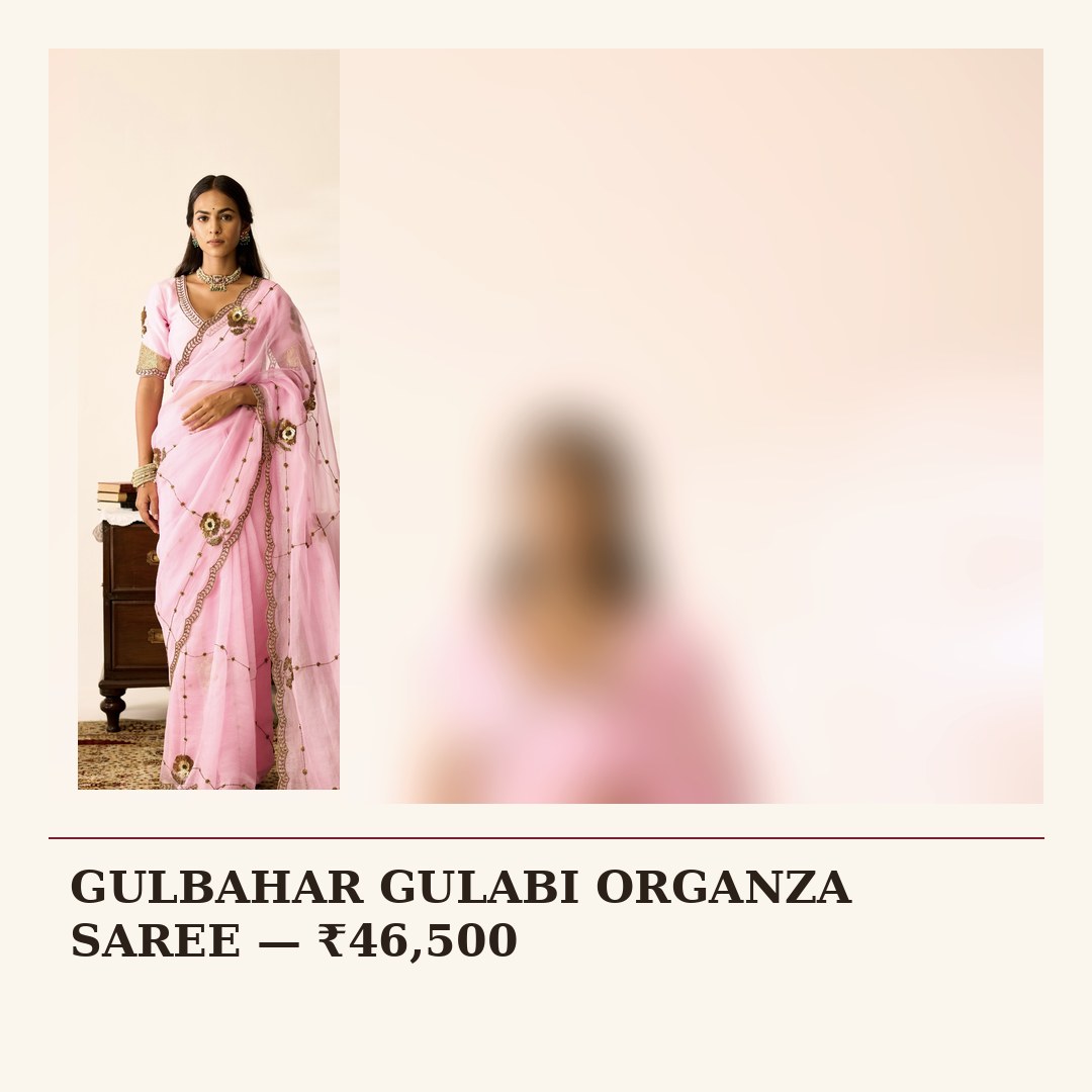 GULBAHAR GULABI ORGANZA SAREE