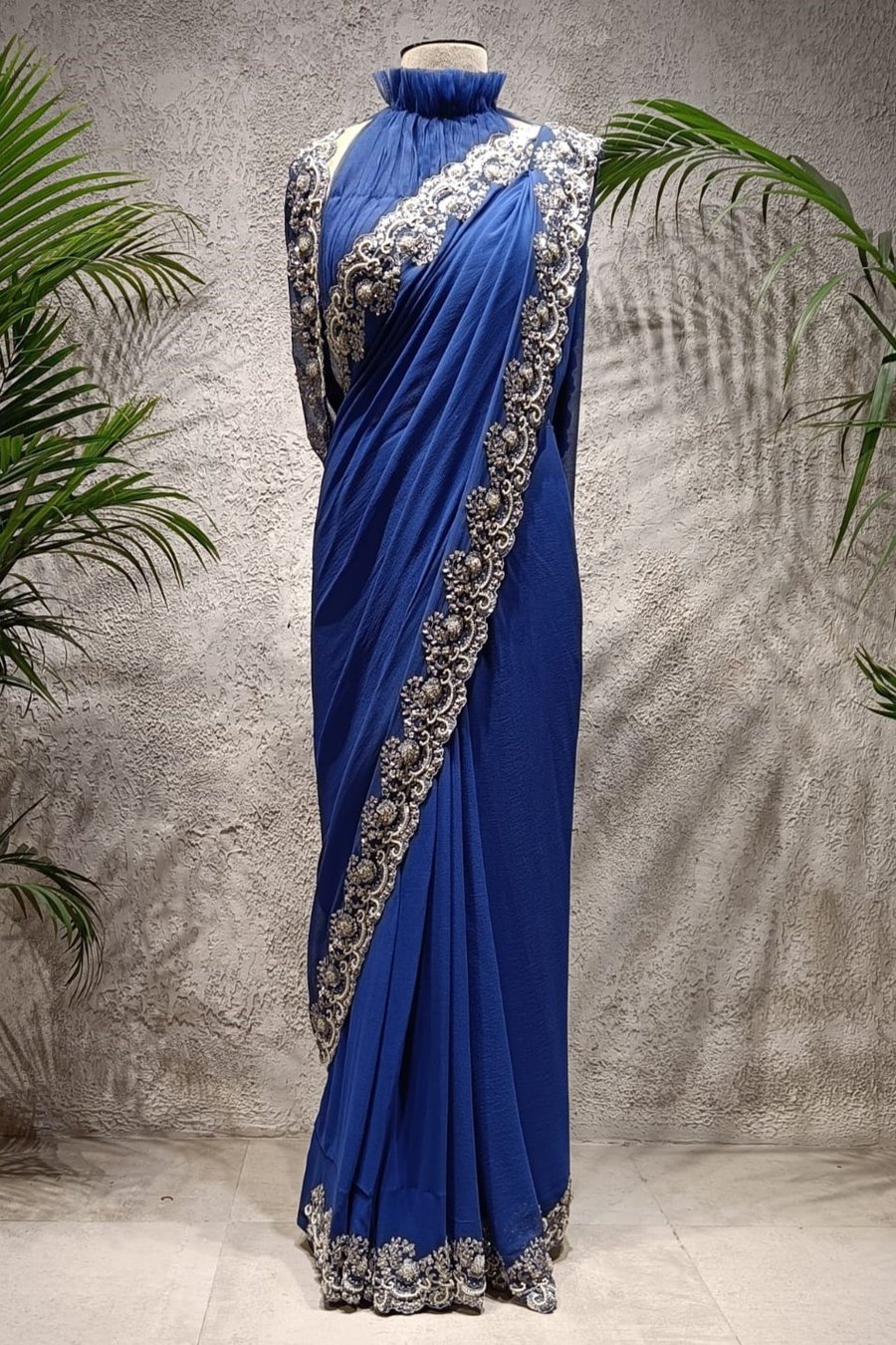 NISHKA ROYAL BLUE GEORGETTE SAREE 