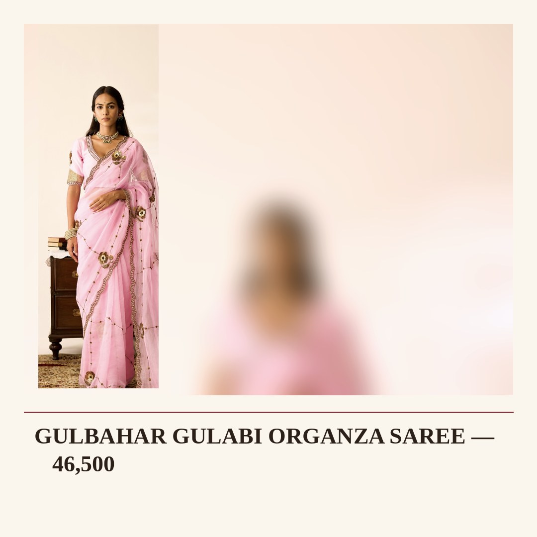 GULBAHAR GULABI ORGANZA SAREE