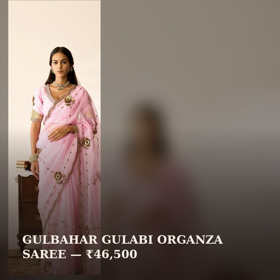 GULBAHAR GULABI ORGANZA SAREE
