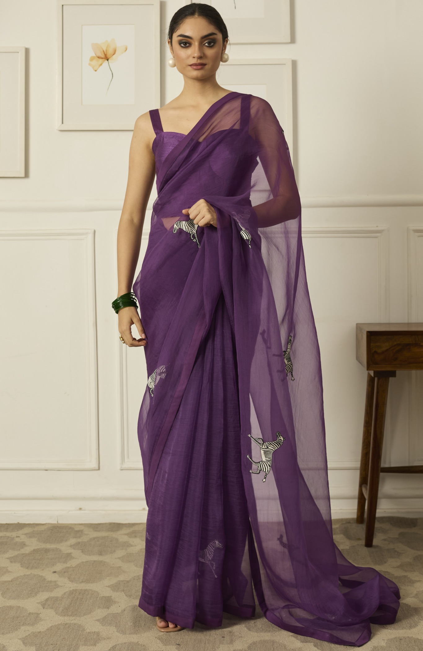 Purple Balcao Silk Organza Saree | Peeli Dori