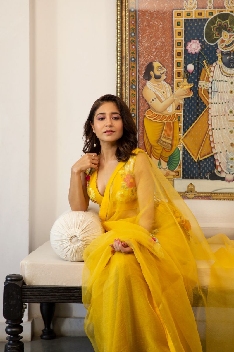 Beautiful Women Soft Lichi Yellow Saree for Wedding – mahezon