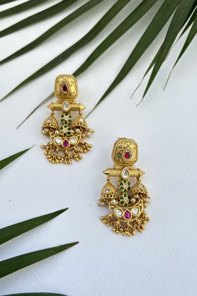 GOLD AND MEENA SMALL EARRINGS