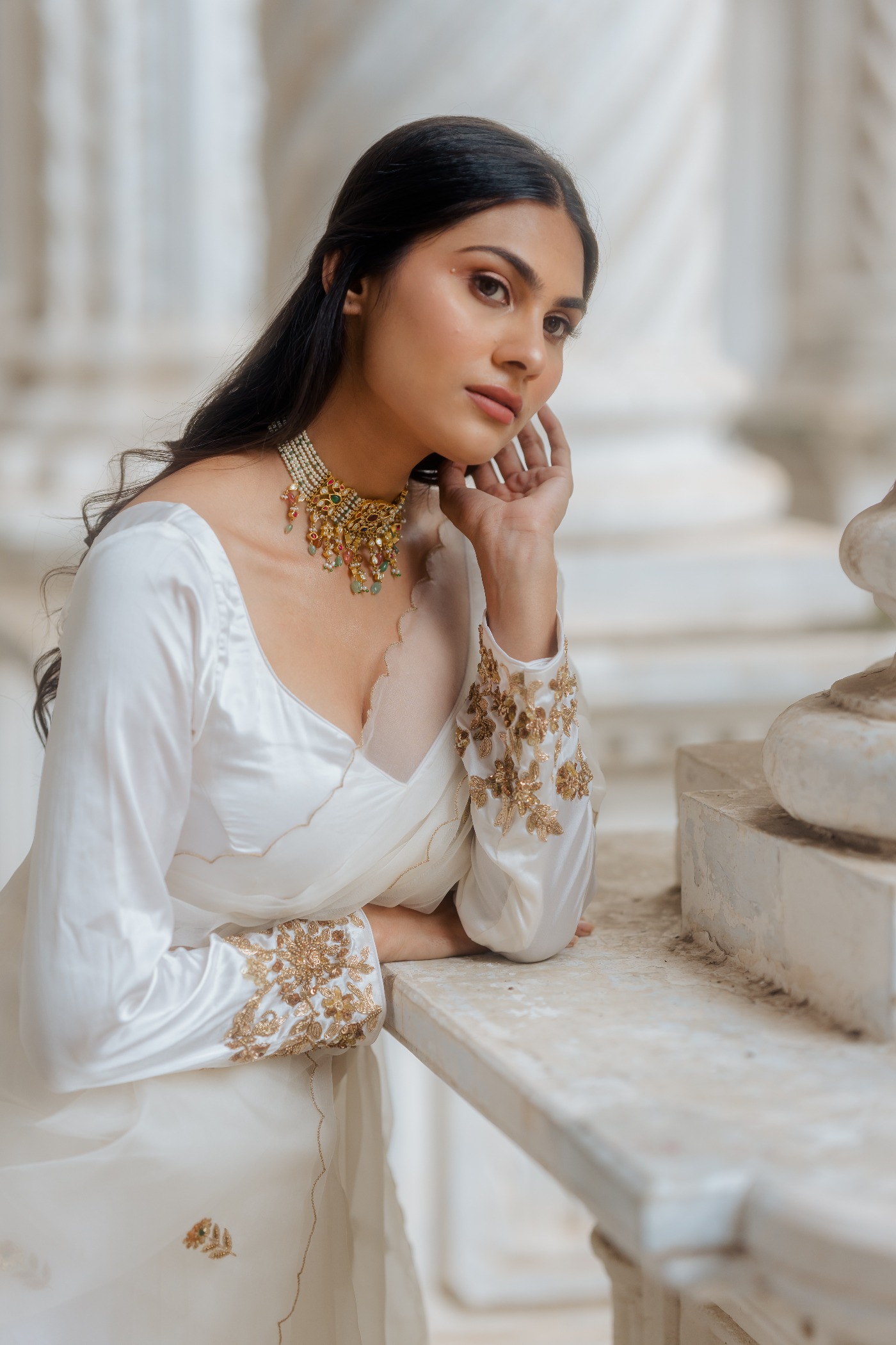 Iris Ivory Organza Saree | Peeli Dori