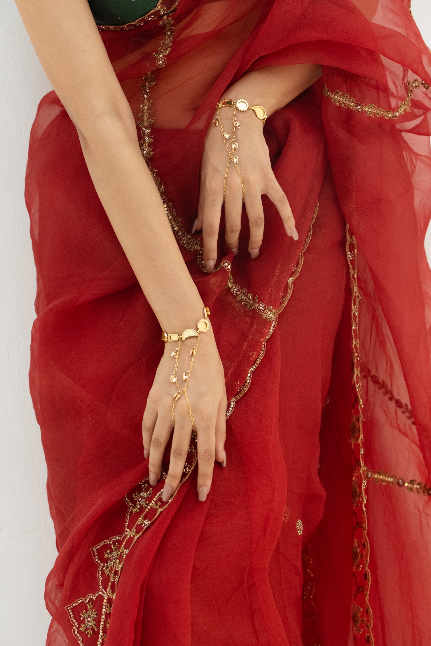 Scarlet Red Mehfil Saree | Peeli Dori