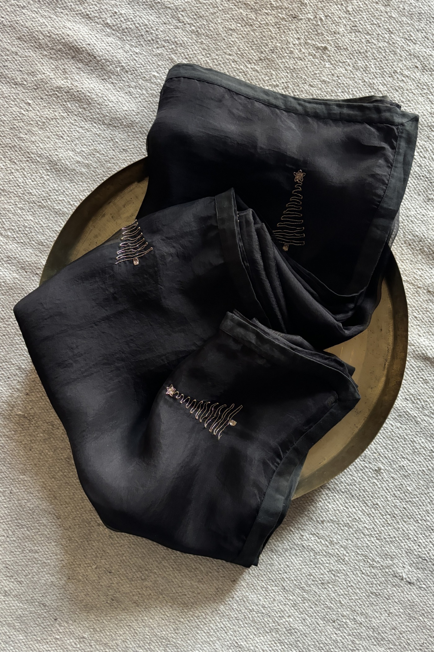 TREE SILK ORGANZA SAREE — Black — Silk Organza | Peeli Dori