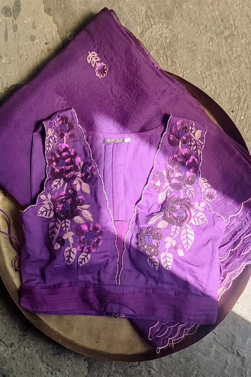 IRIS SAREE PURPLE SAREE — Iris Purple — Silk Organza | Peeli Dori