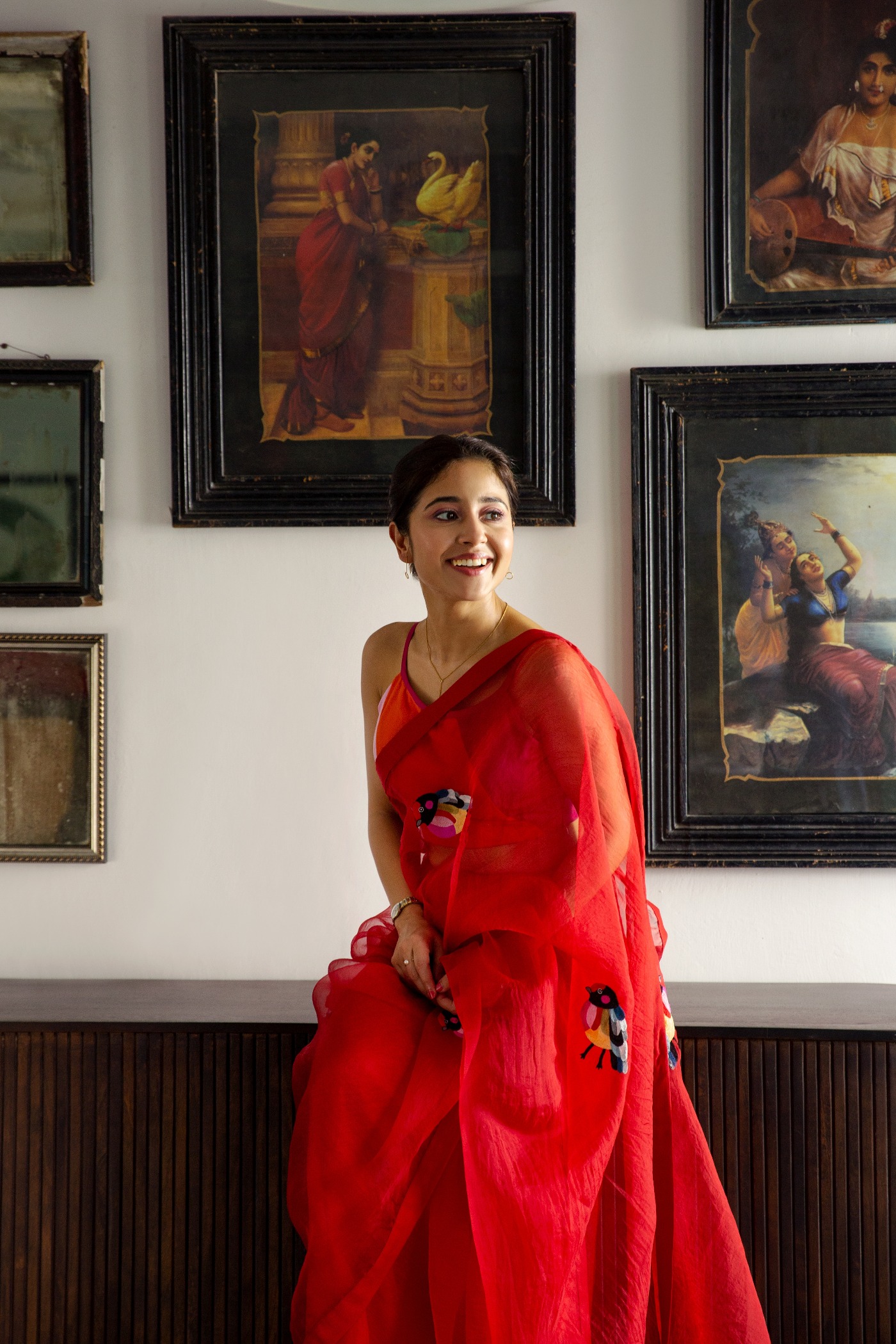 Chidiya Silk Organza Saree | Peeli Dori