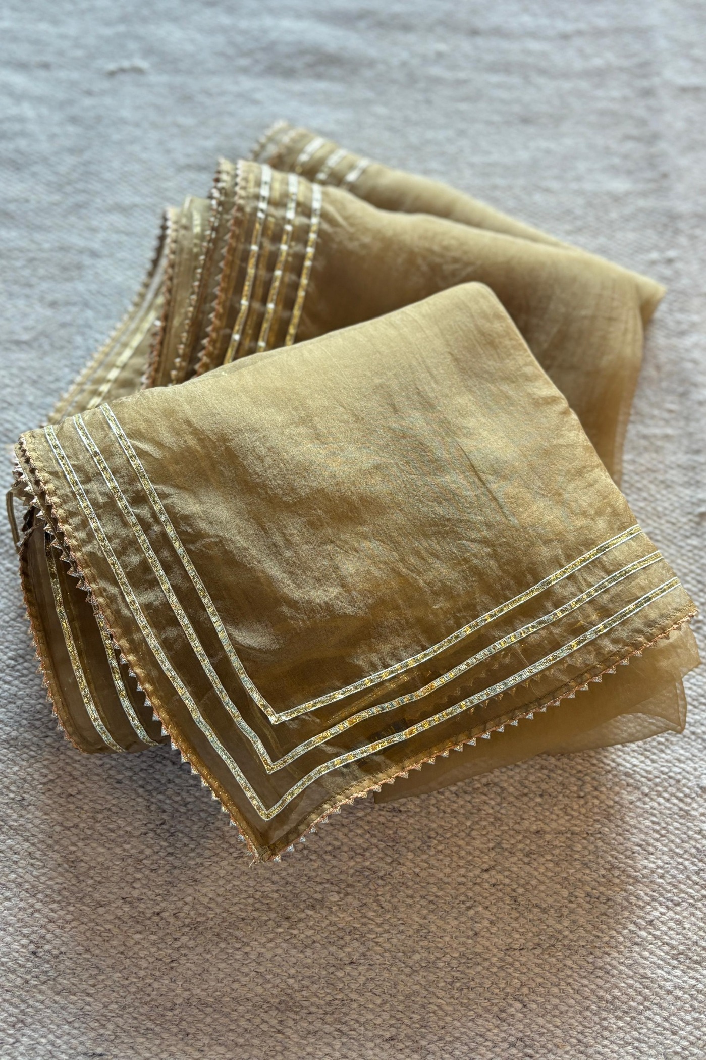 TILFI GOLD SILK ORGANZA SAREE — Gold — Silk Organza | Peeli Dori