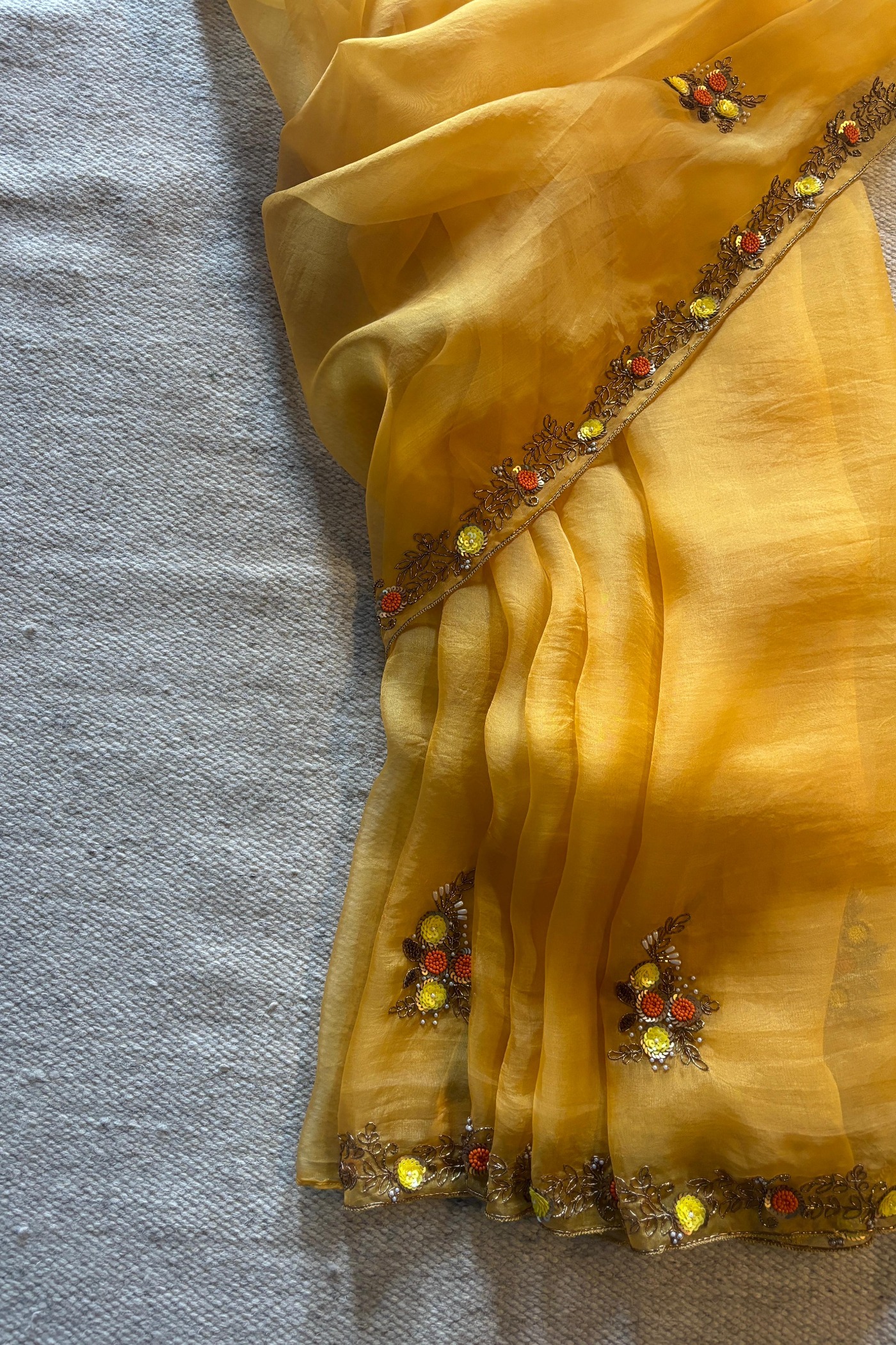 LEELA SILK ORGANZA SAREE — Mellow Yellow — Silk Organza | Peeli Dori